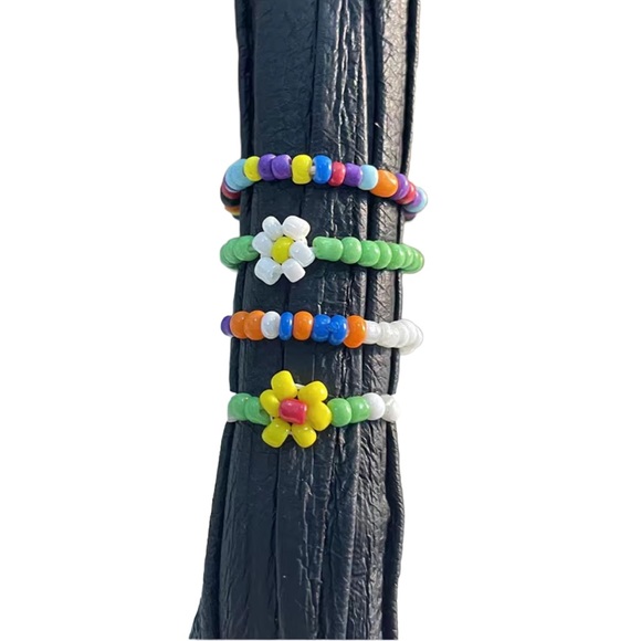 Handmade Colorful Beaded Ring Set - Picture 2 of 3